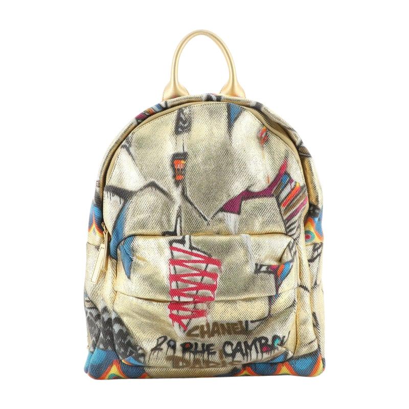 Chanel Paris-New York Street Spirit Backpack Graffiti Printed Canvas For Sale