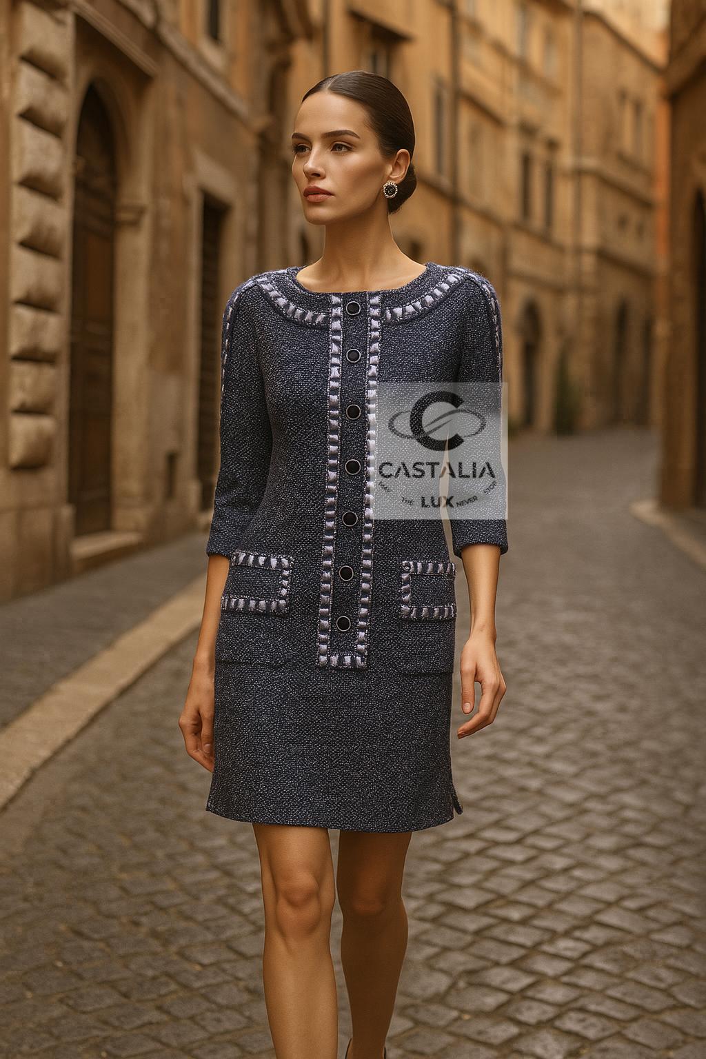 Chanel Paris / Rom Cinematic Reverie Tweed Kleid 36 FR im Zustand „Neu“ im Angebot in Dubai, AE