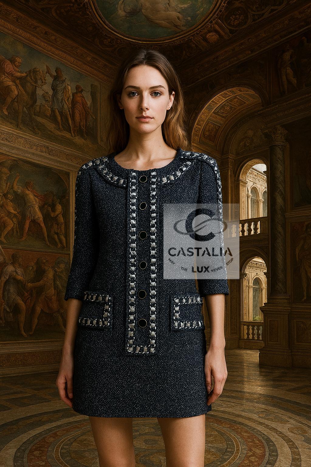 Chanel Paris / Rom Cinematic Reverie Tweed Kleid 36 FR für Damen oder Herren im Angebot