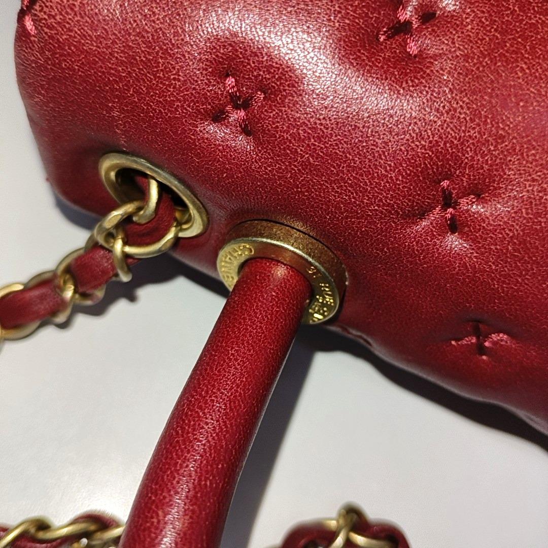 Chanel Paris-Rome Cross Stitch Mini Coco Handle Red Lambskin Crossbody Bag, 2017 11