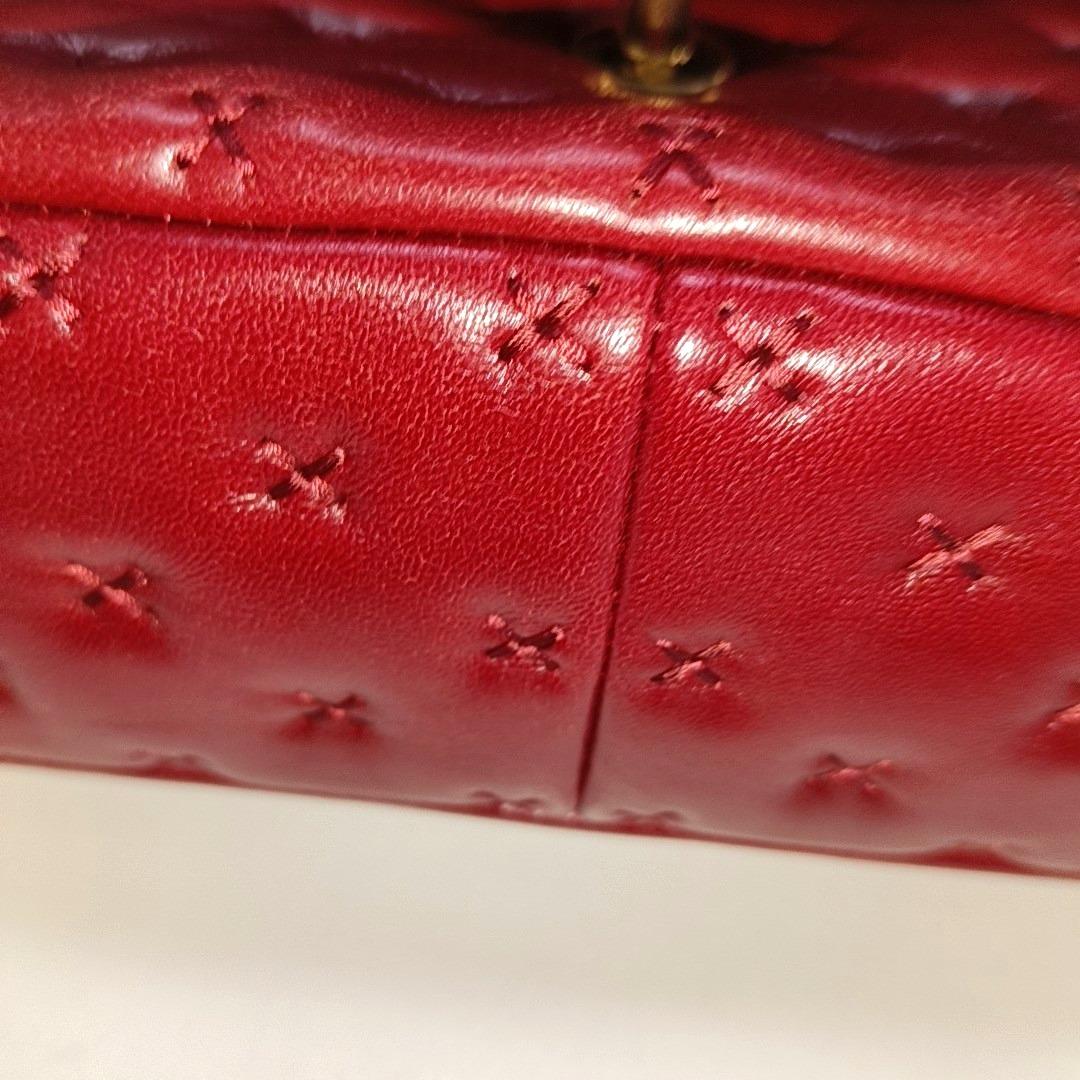 Chanel Paris-Rome Cross Stitch Mini Coco Handle Red Lambskin Crossbody Bag, 2017 13
