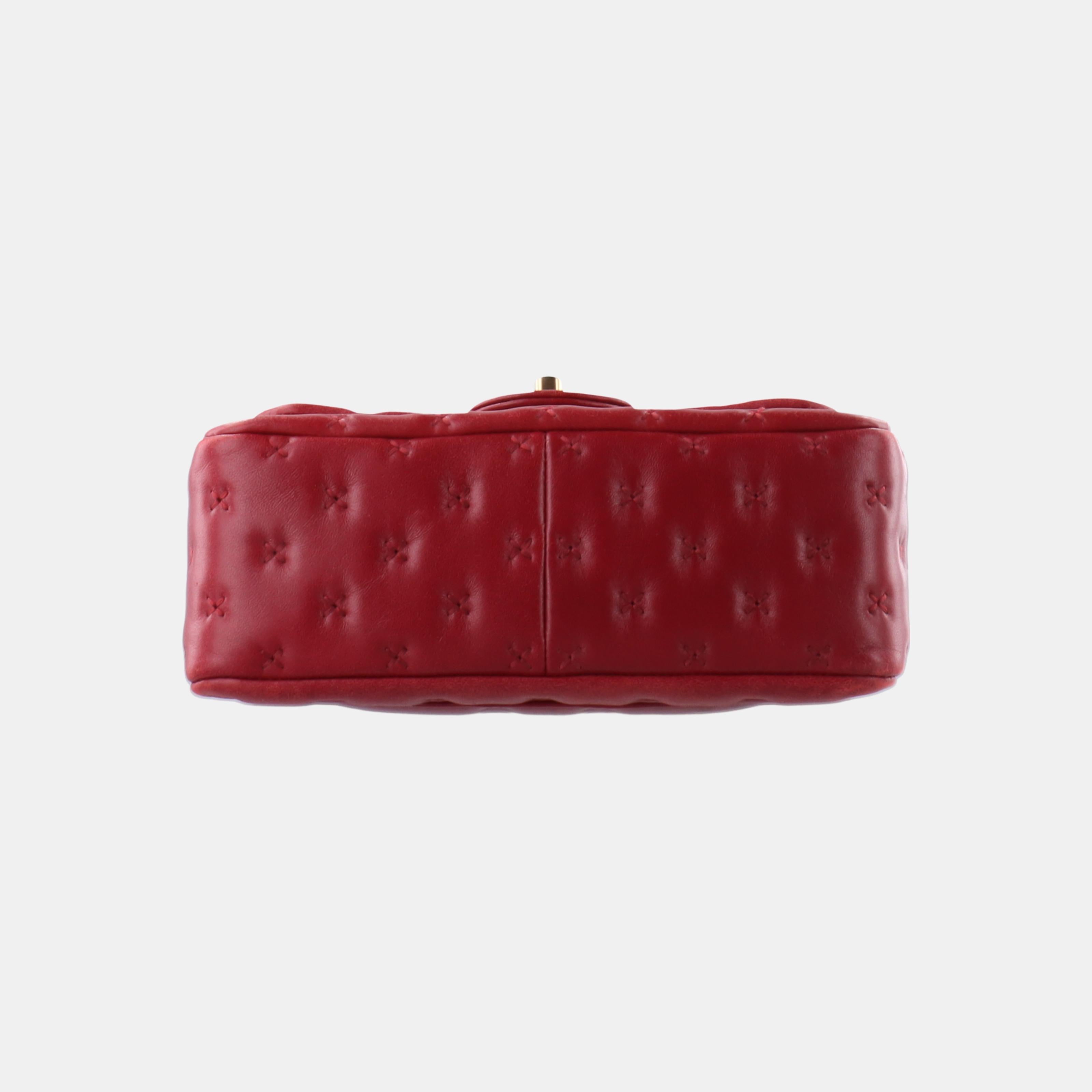 Chanel Paris-Rome Cross Stitch Mini Coco Handle Red Lambskin Crossbody Bag, 2017 1