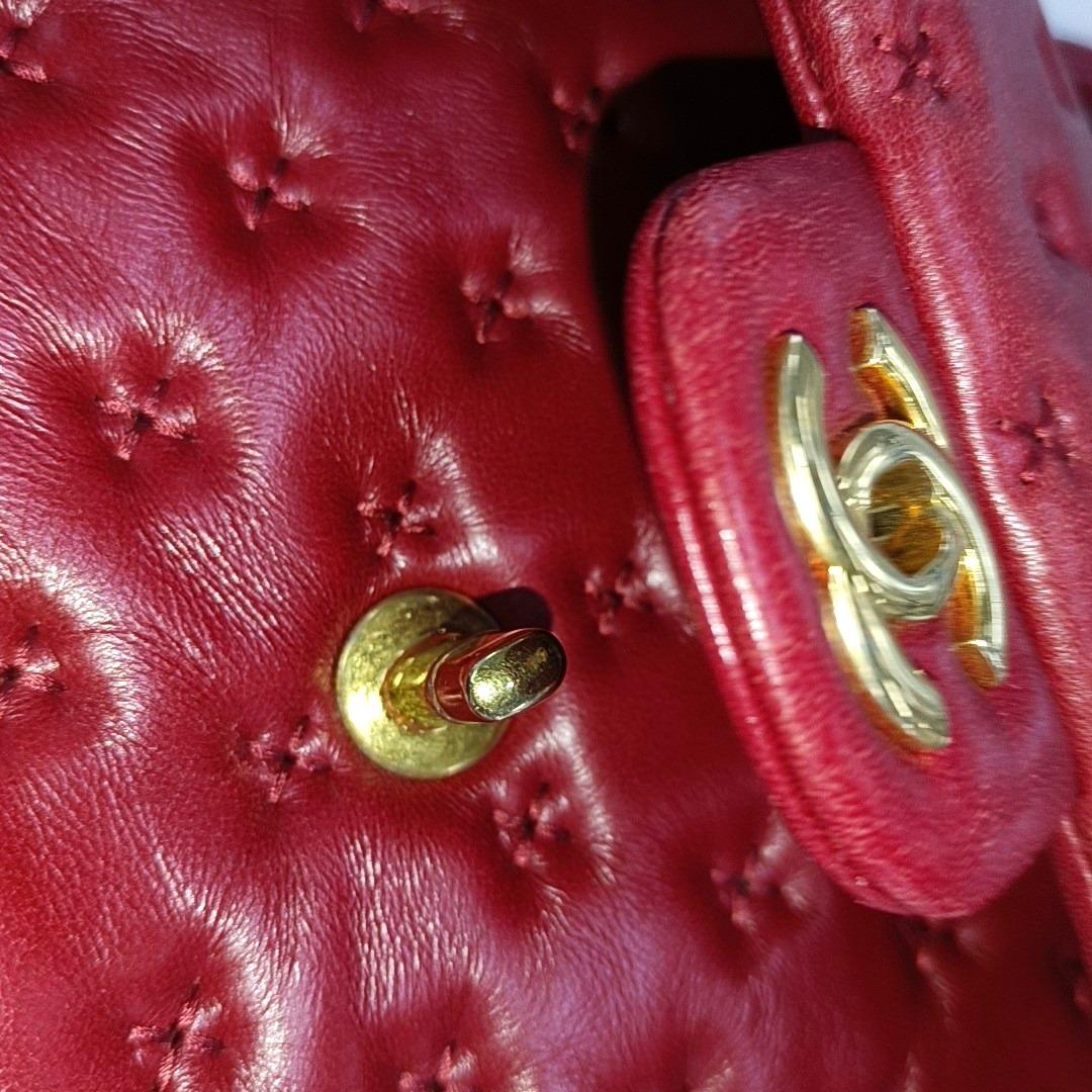 Chanel Paris-Rome Cross Stitch Mini Coco Handle Red Lambskin Crossbody Bag, 2017 3