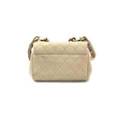 Chanel Paris Rome Mini Trapezio Flap Bag Taupe Quilted Sheepskin Gold Hardware