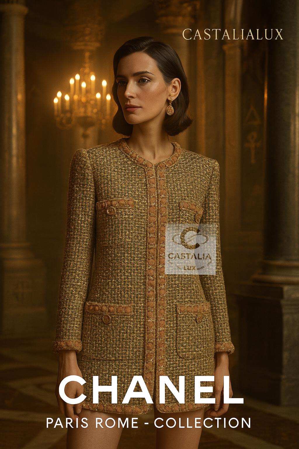 CHANEL Paris in ROME 2016 Metiers d'Art von Maestro Lagerfeld

Eine Beschwörung der ewigen Eleganz, 
Diese Chanel-Tweedjacke aus der Paris/Rom-Kollektion von Karl Lagerfeld steht für die Metaphysik der architektonischen Anmut.

~ Sie umhüllt den