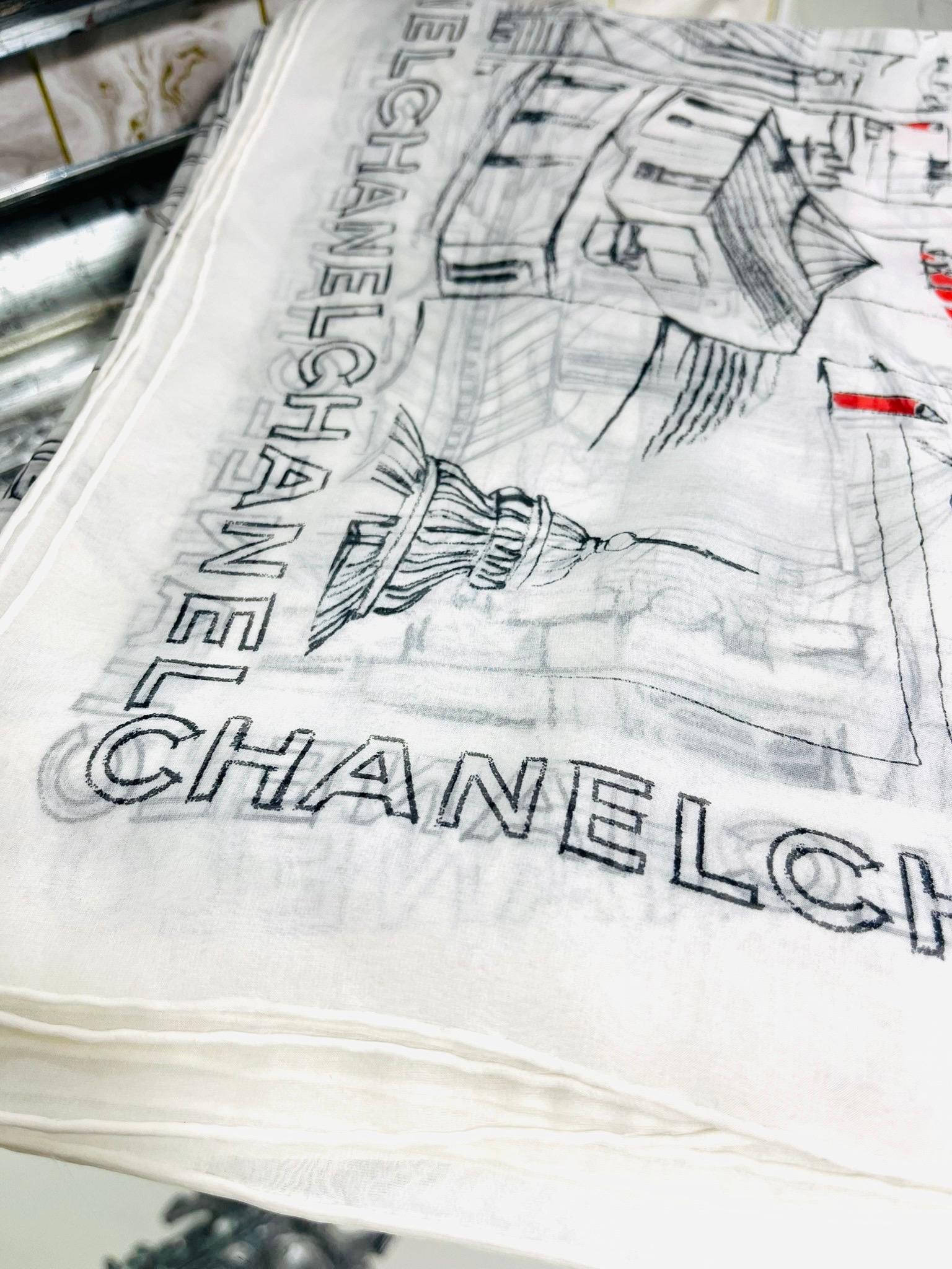 Women's Chanel 'Paris Roofs' Printed Silk Scarf For Sale