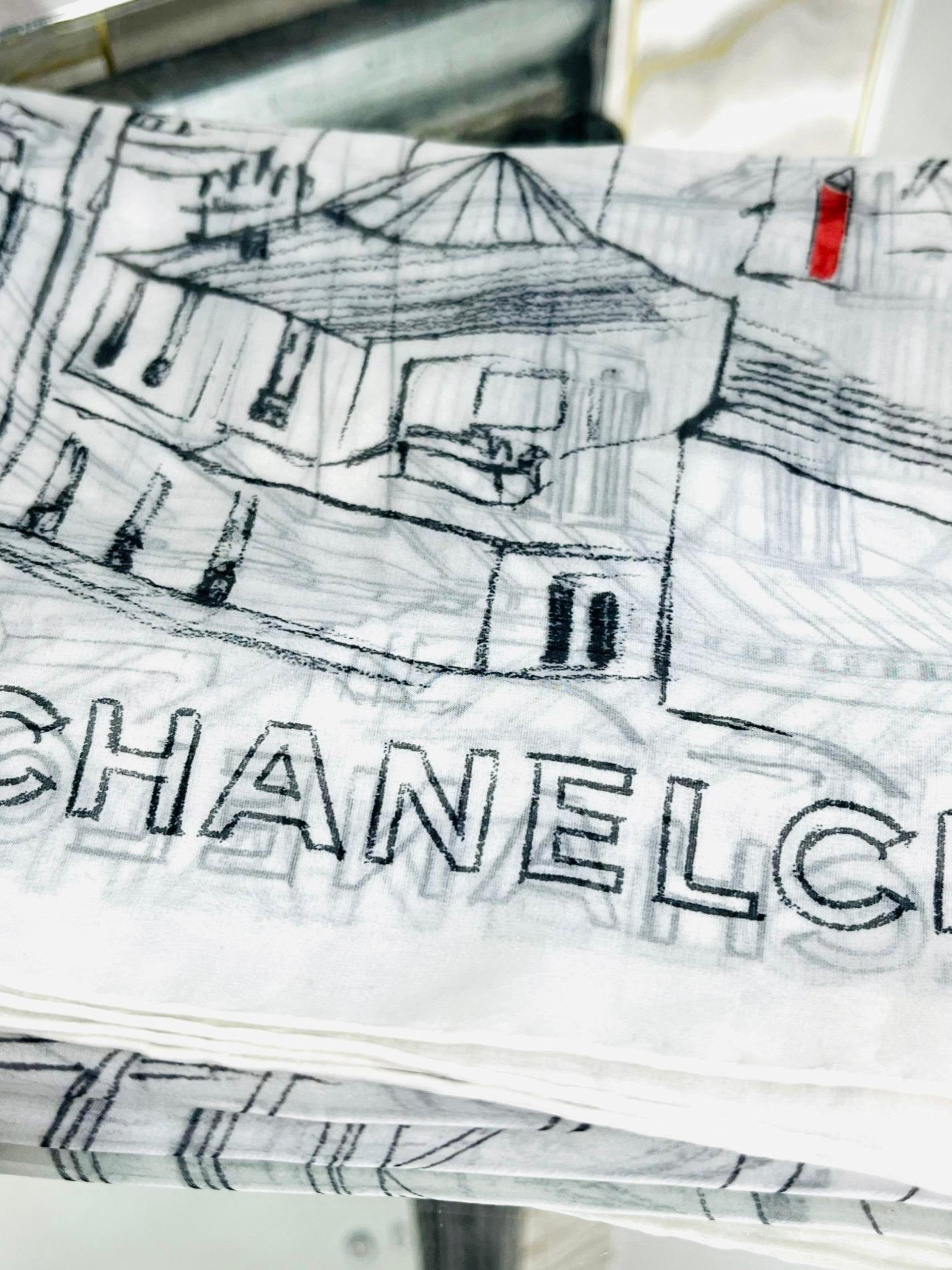 Chanel 'Paris Roofs' Printed Silk Scarf For Sale 1