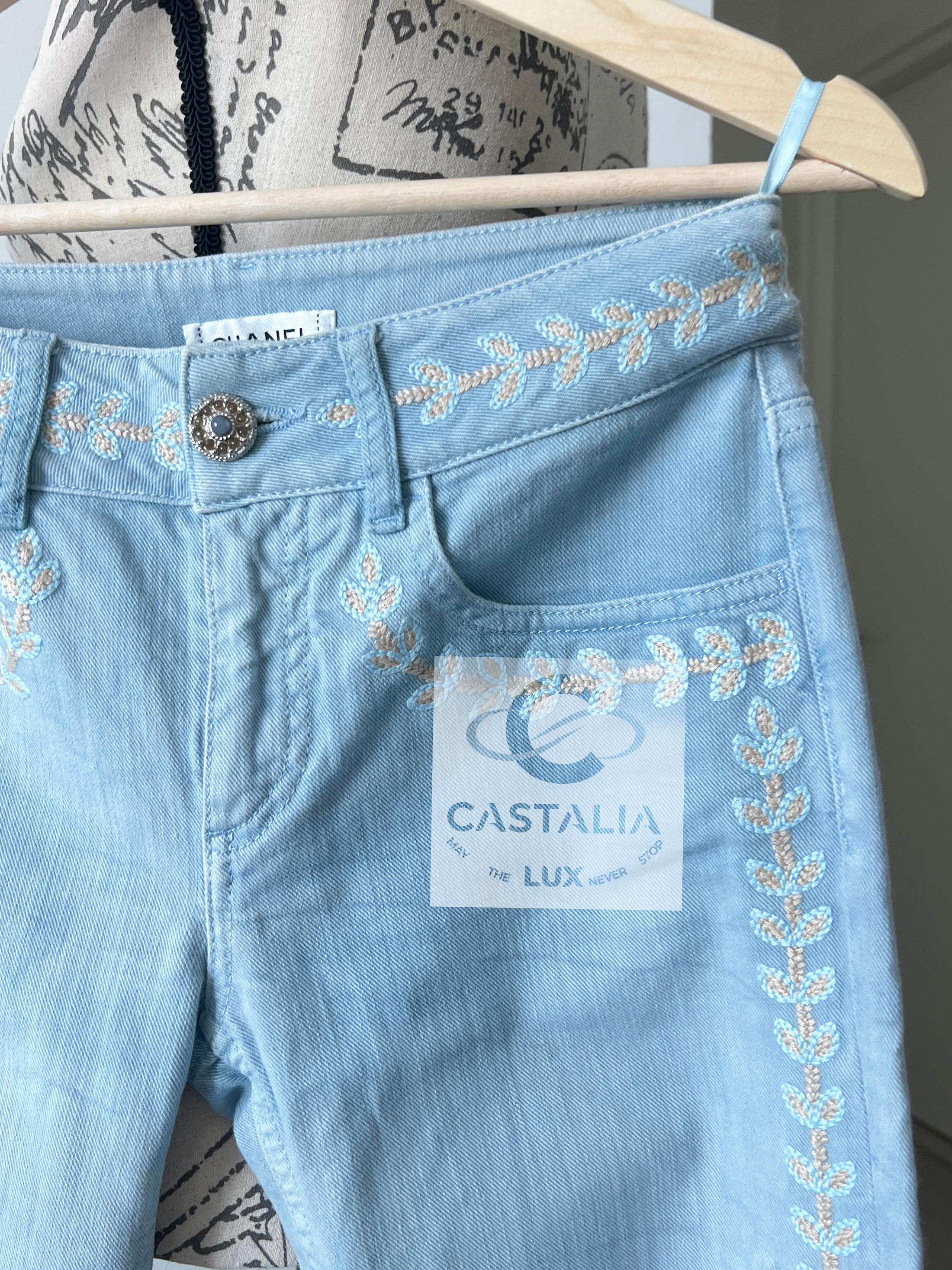 CHANEL París / Saint-Tropez CC Vaqueros Bordados Laurel 34 FR en venta 8