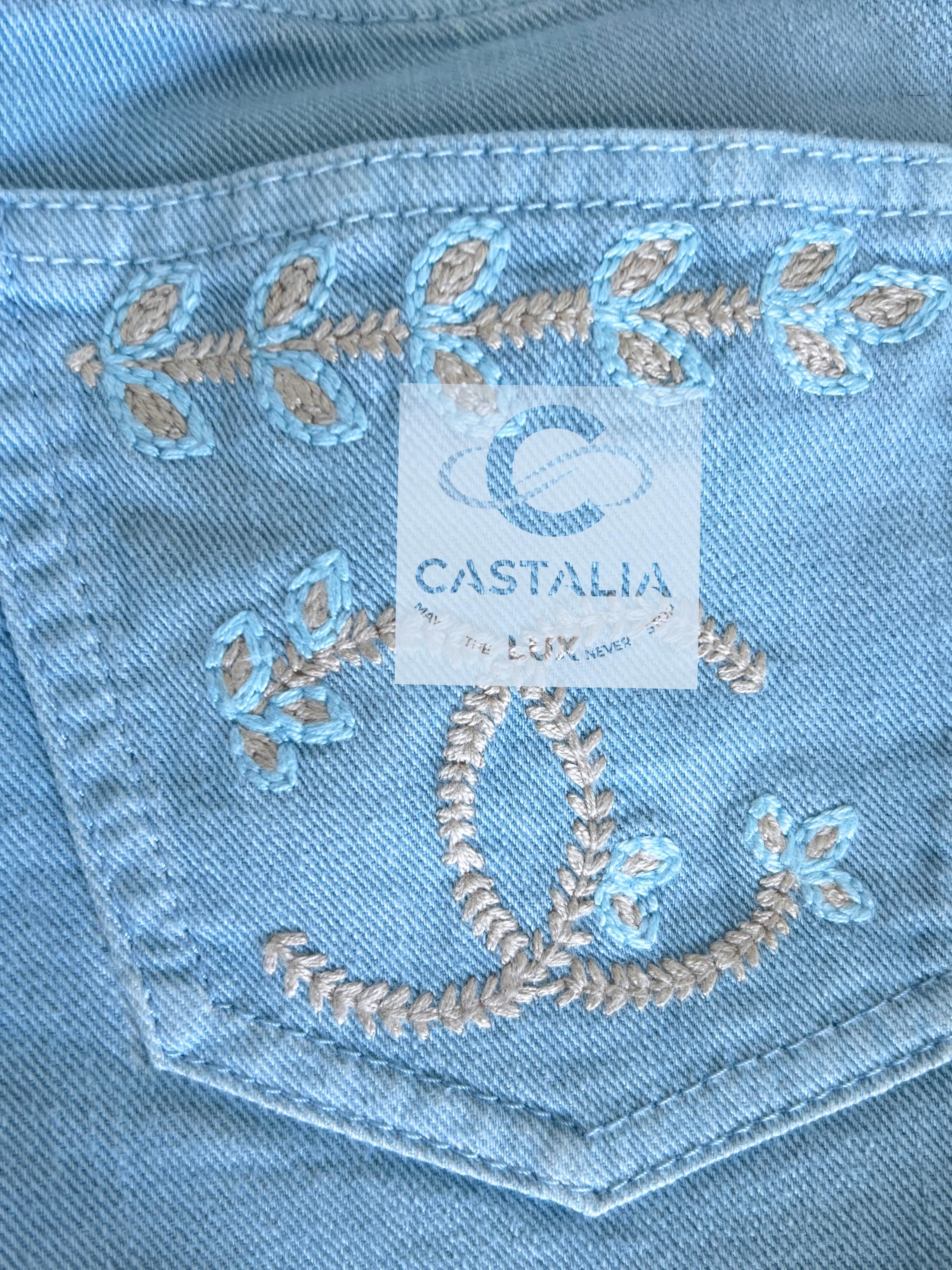 CHANEL París / Saint-Tropez CC Vaqueros Bordados Laurel 34 FR en venta 9