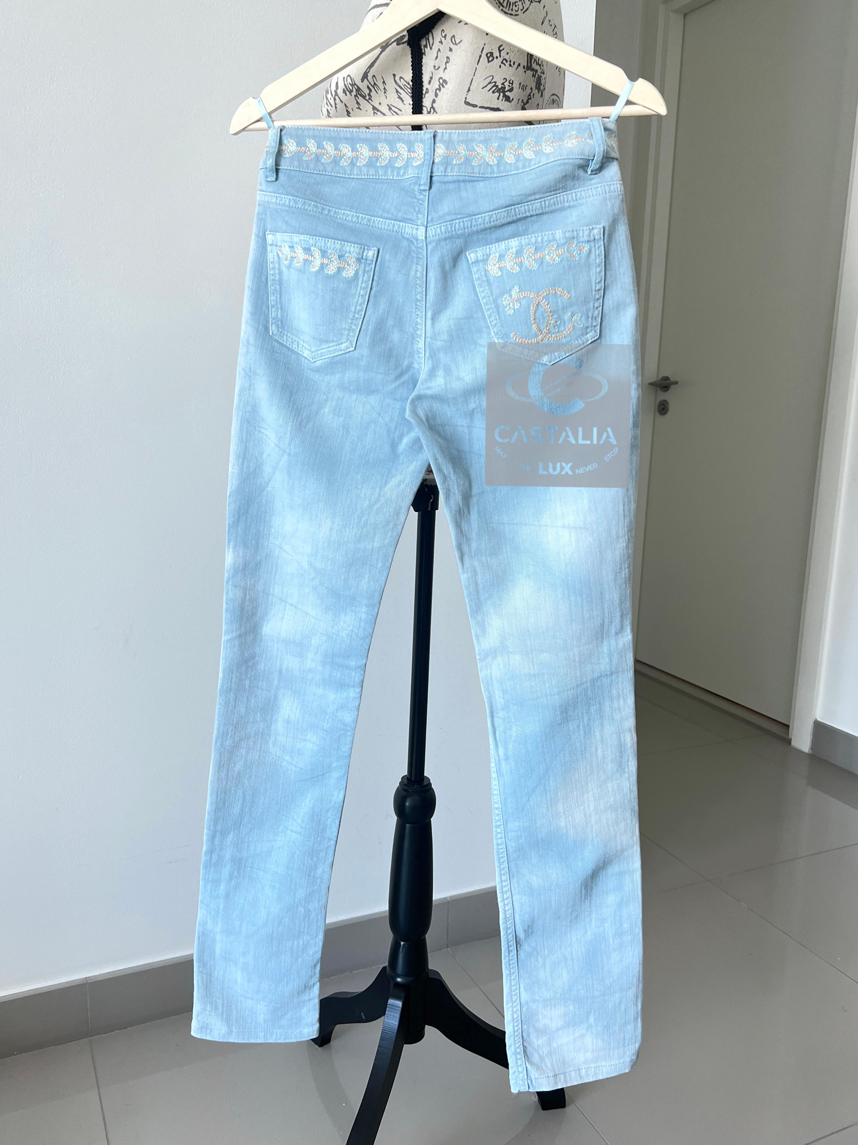 CHANEL París / Saint-Tropez CC Vaqueros Bordados Laurel 34 FR en venta 10