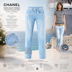 CHANEL Paris / Saint-Tropez CC Laurel Embroidery Jeans 34 FR