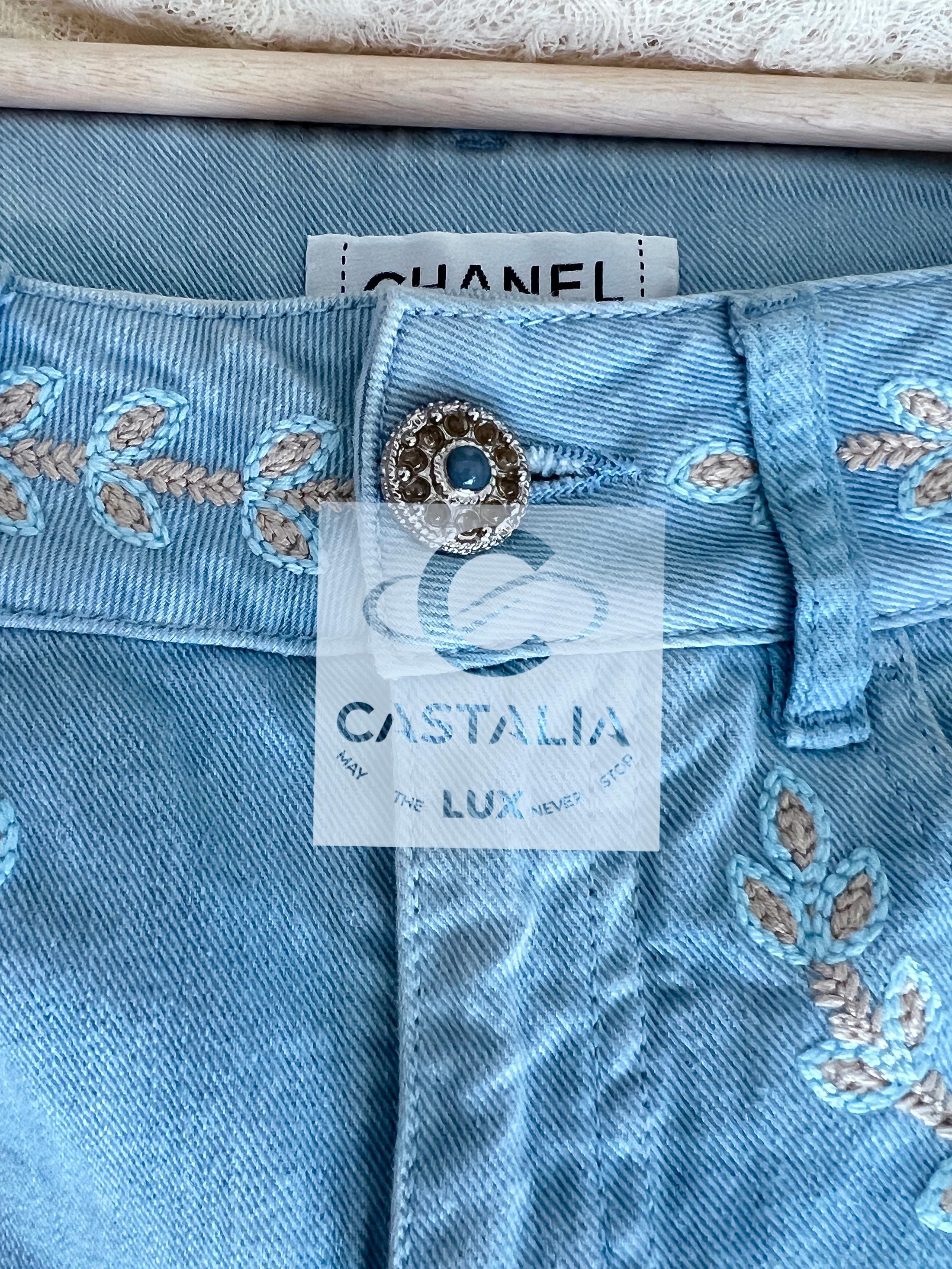 CHANEL París / Saint-Tropez CC Vaqueros Bordados Laurel 34 FR en venta 4