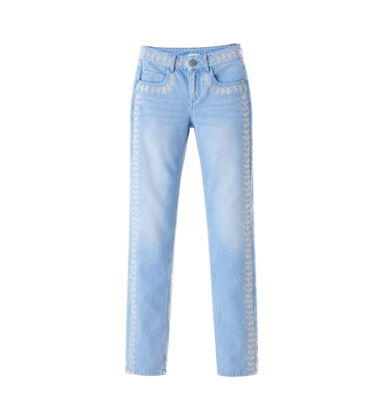 CHANEL Paris / Saint-Tropez CC Laurel Embroidery Jeans 34 FR