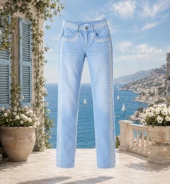 CHANEL Paris / Saint-Tropez CC Laurel Embroidery Jeans 34 FR