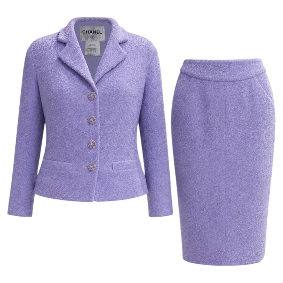 Pre-owned Chanel Paris / Saint-tropez Collection Lavender Tweed Suit 38 Fr In Purple