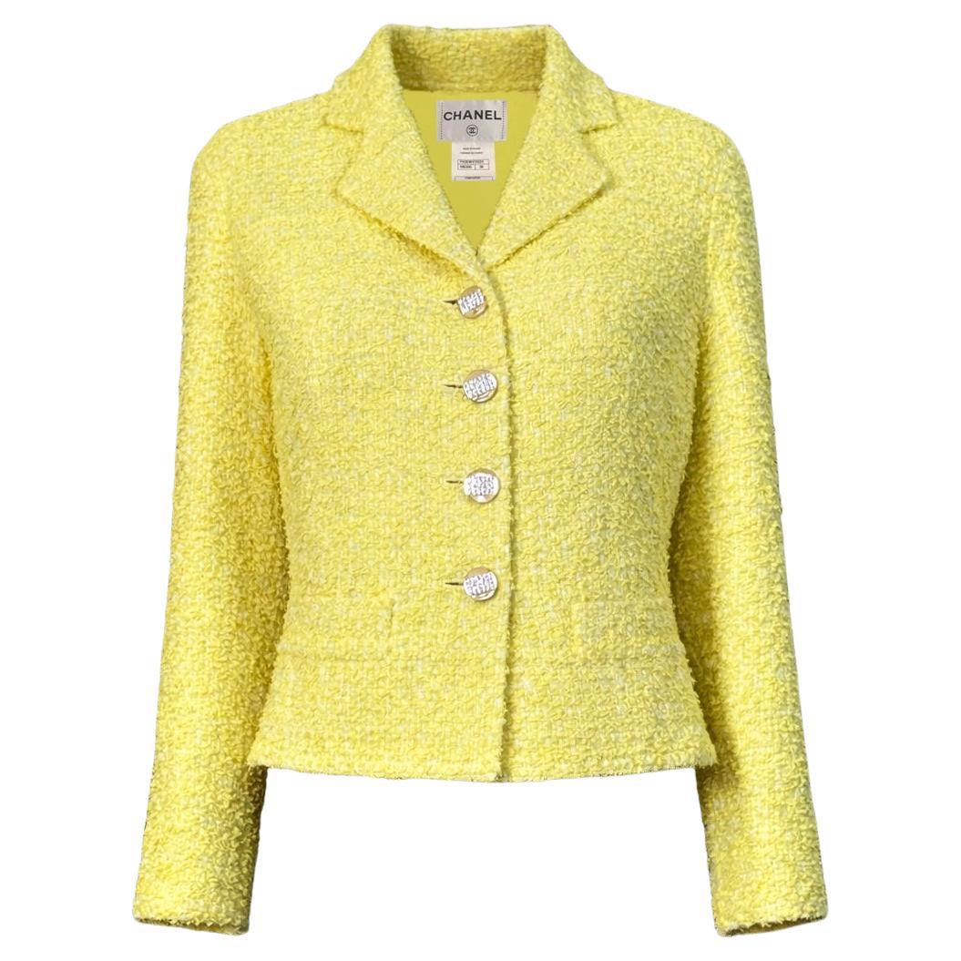 CHANEL Paris / Saint-Tropez Yellow Tweed Jacket 38 FR
