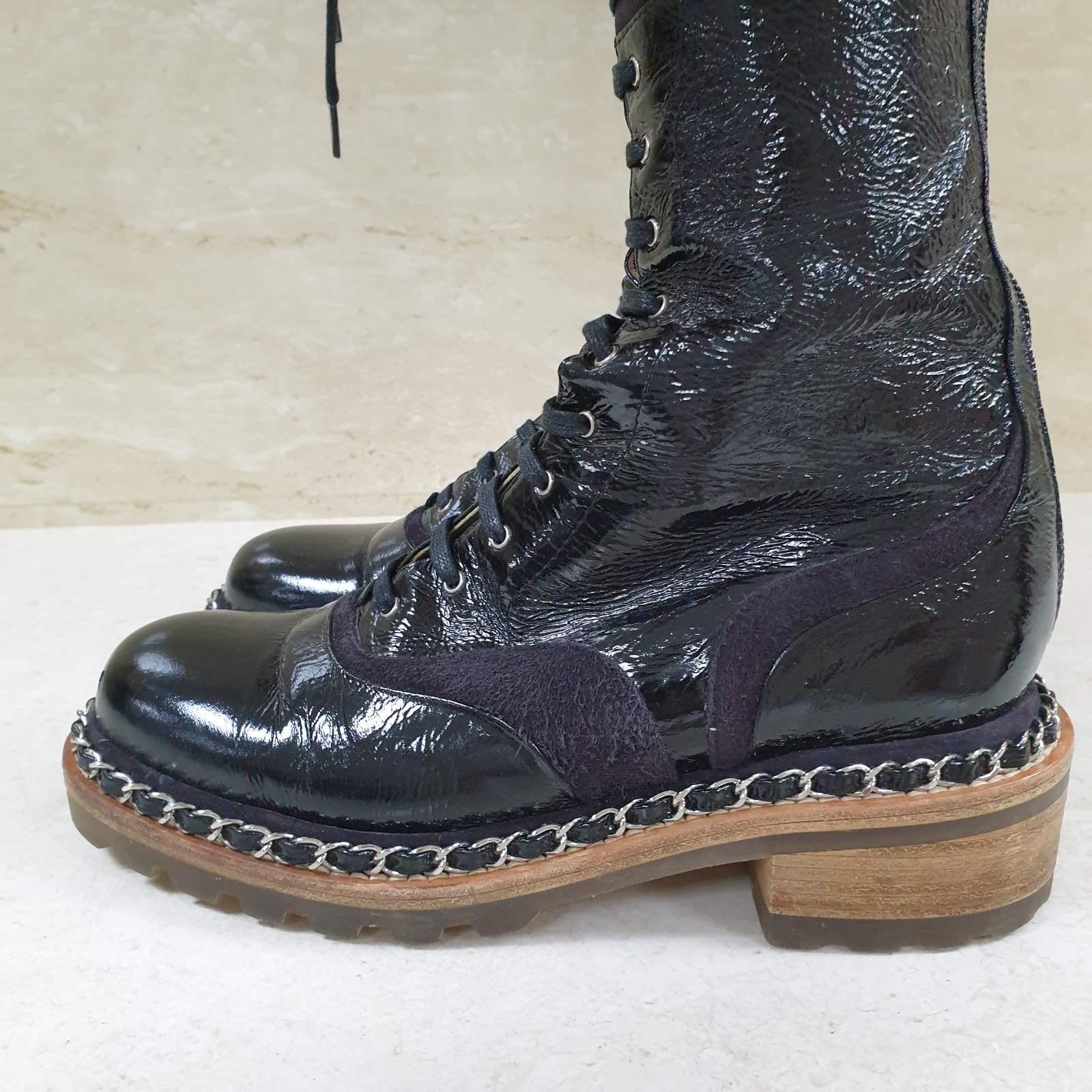  Chanel Paris - Bottes en daim noir au-dessus du genou - Salzburg Pour femmes 
