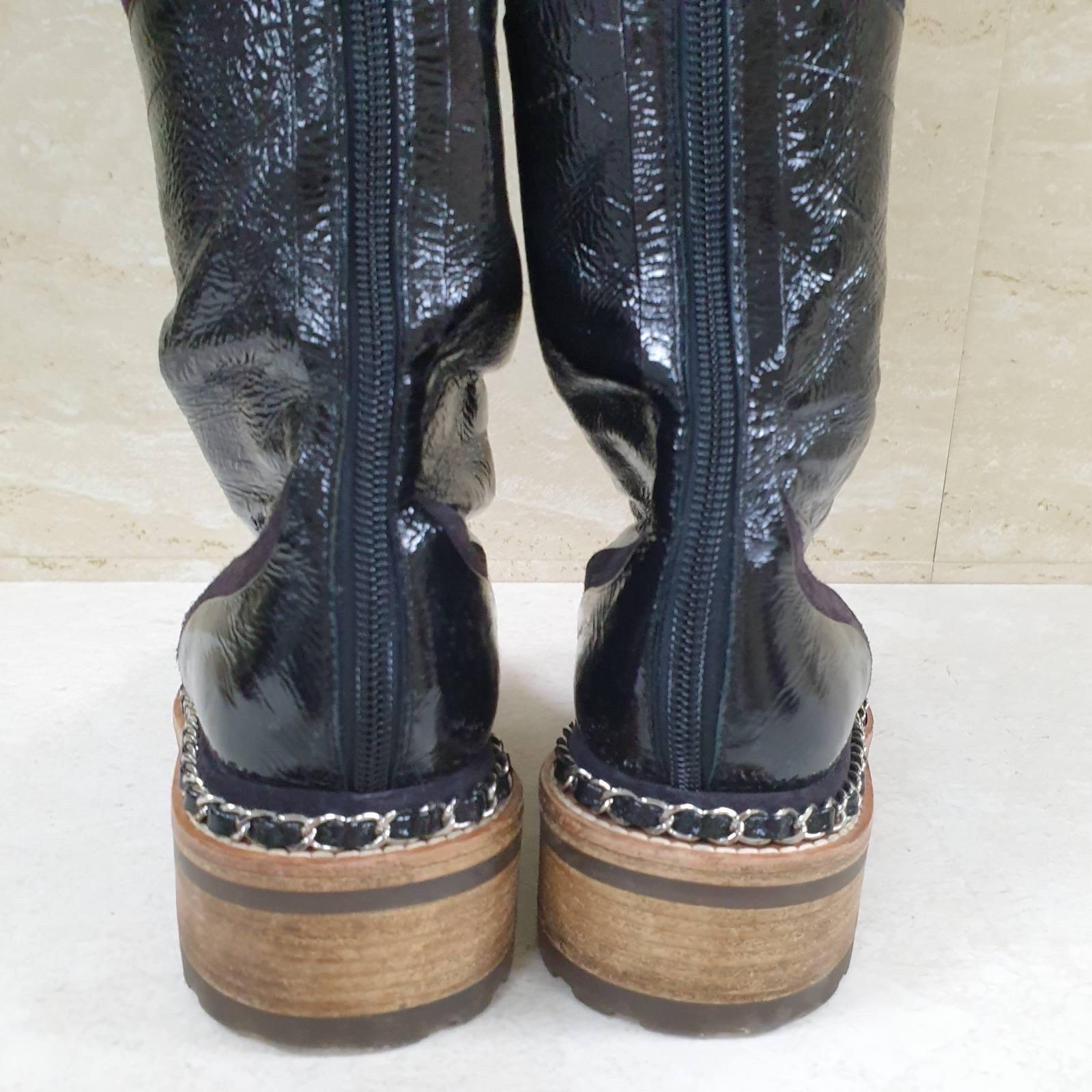 Chanel Paris - Bottes en daim noir au-dessus du genou - Salzburg 1
