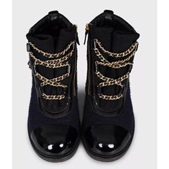 Chanel Paris-Salzburg Black Textile Chain Boots - Size 39