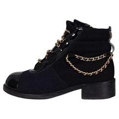 Chanel Paris-Salzburg Black Textile Chain Boots - Size 39