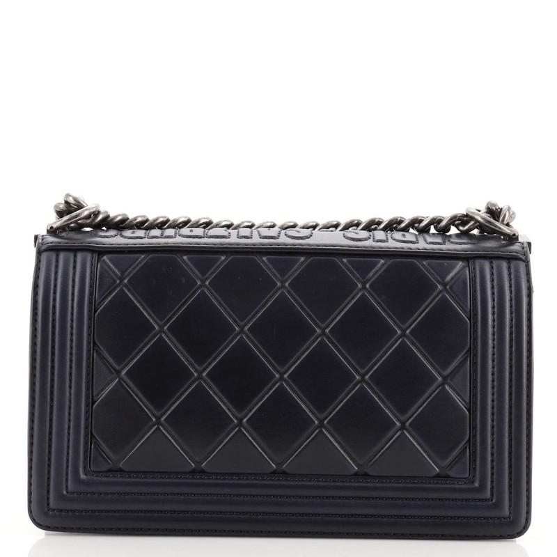 Black Chanel Paris-Salzburg Boy Flap Bag Embossed Calfskin Old Medium