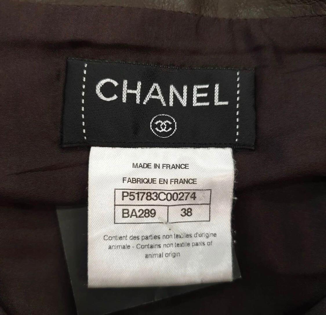 Black Chanel Paris Salzburg Brown Leather Mini Skirt