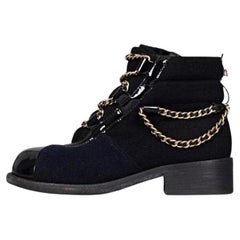 Chanel Paris-Salzburg Chain Textile Boots - Size 36.5