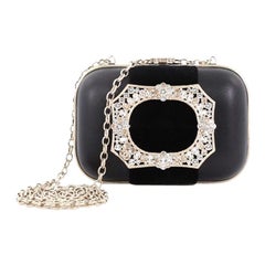 Chanel Paris-Salzburg Crystal Buckle Minaudiere Clutch Leather with Velvet