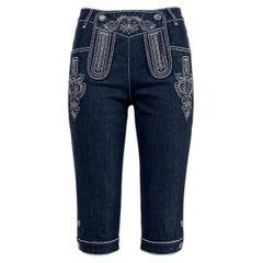 CHANEL Paris / Salzburg Denim-Hose mit Adlerknöpfen 38 FR