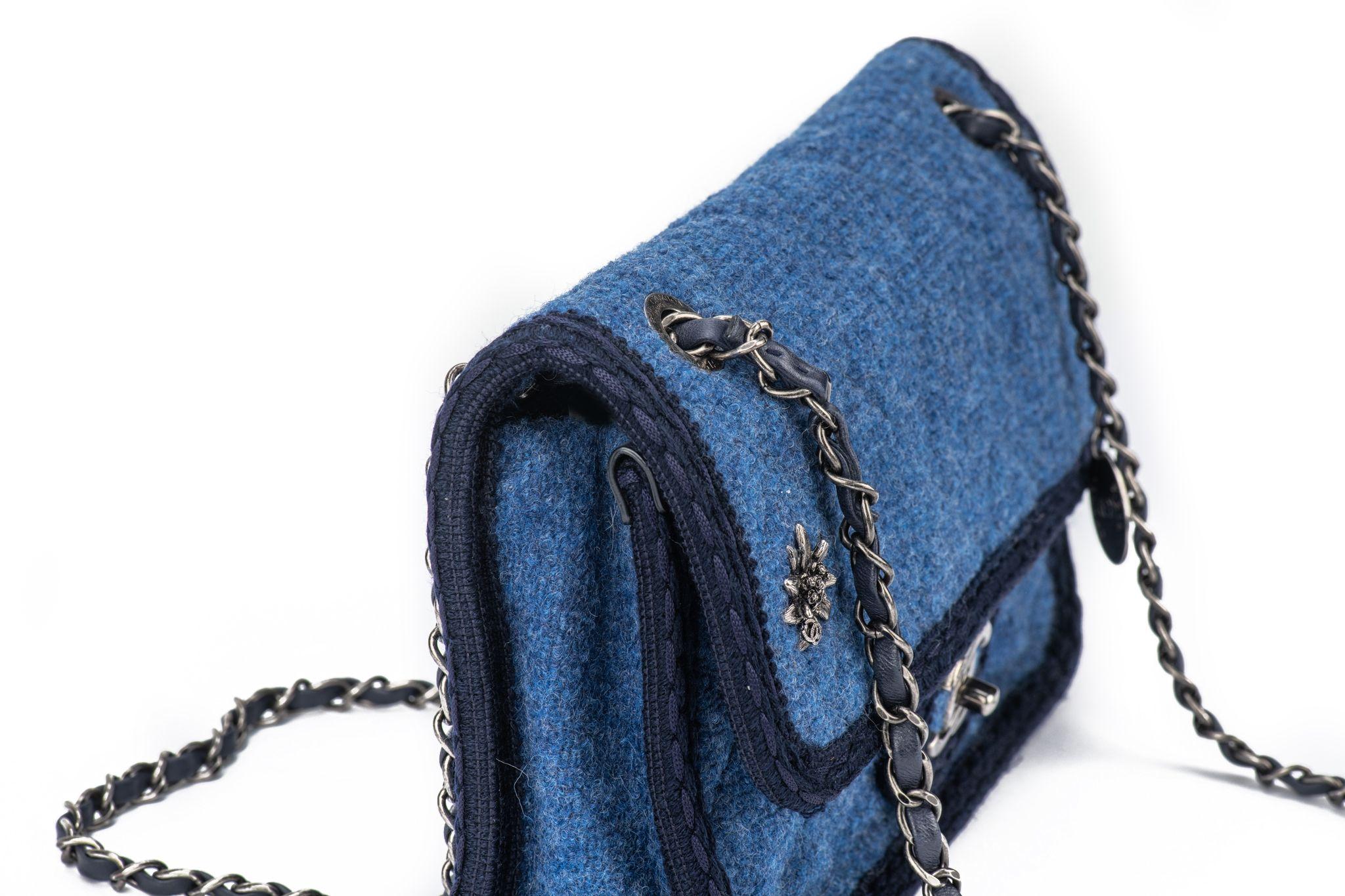 Black Chanel Paris-Salzburg Flap Bag Blue For Sale