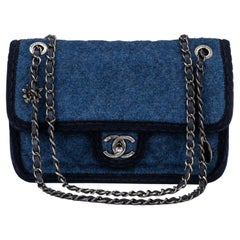 Chanel CC Quilted Black Denim Medium Flap Bag (2022) at 1stDibs