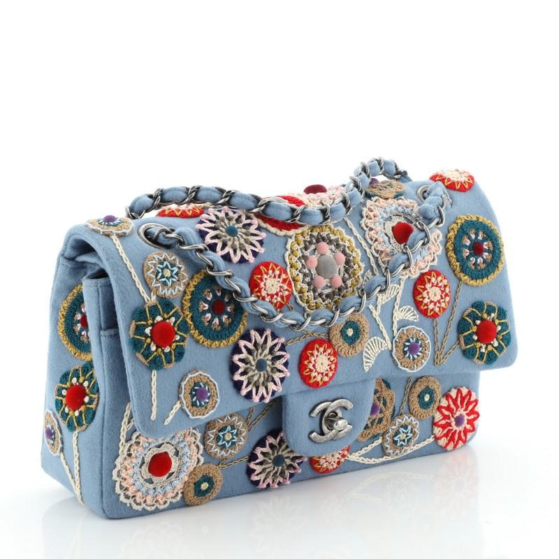 Gray Chanel Paris-Salzburg Flap Bag Embroidered Felt Medium