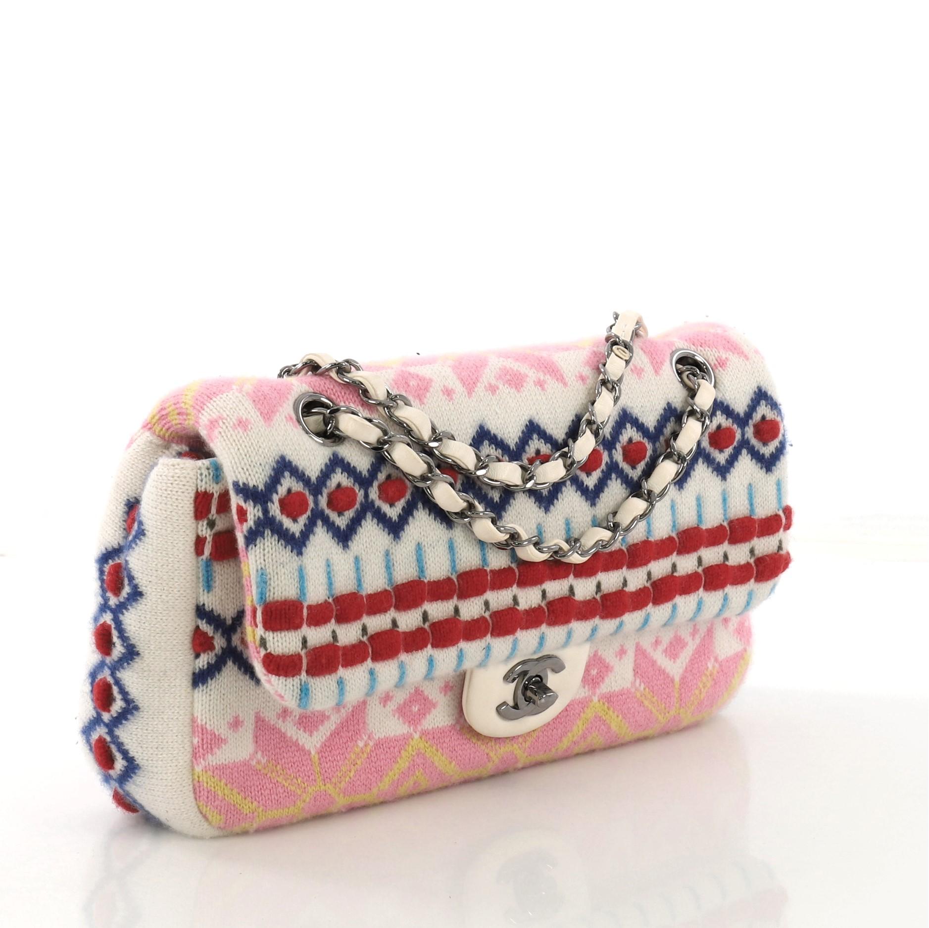 Beige Chanel Paris-Salzburg Flap Bag Multicolor Cashmere Medium