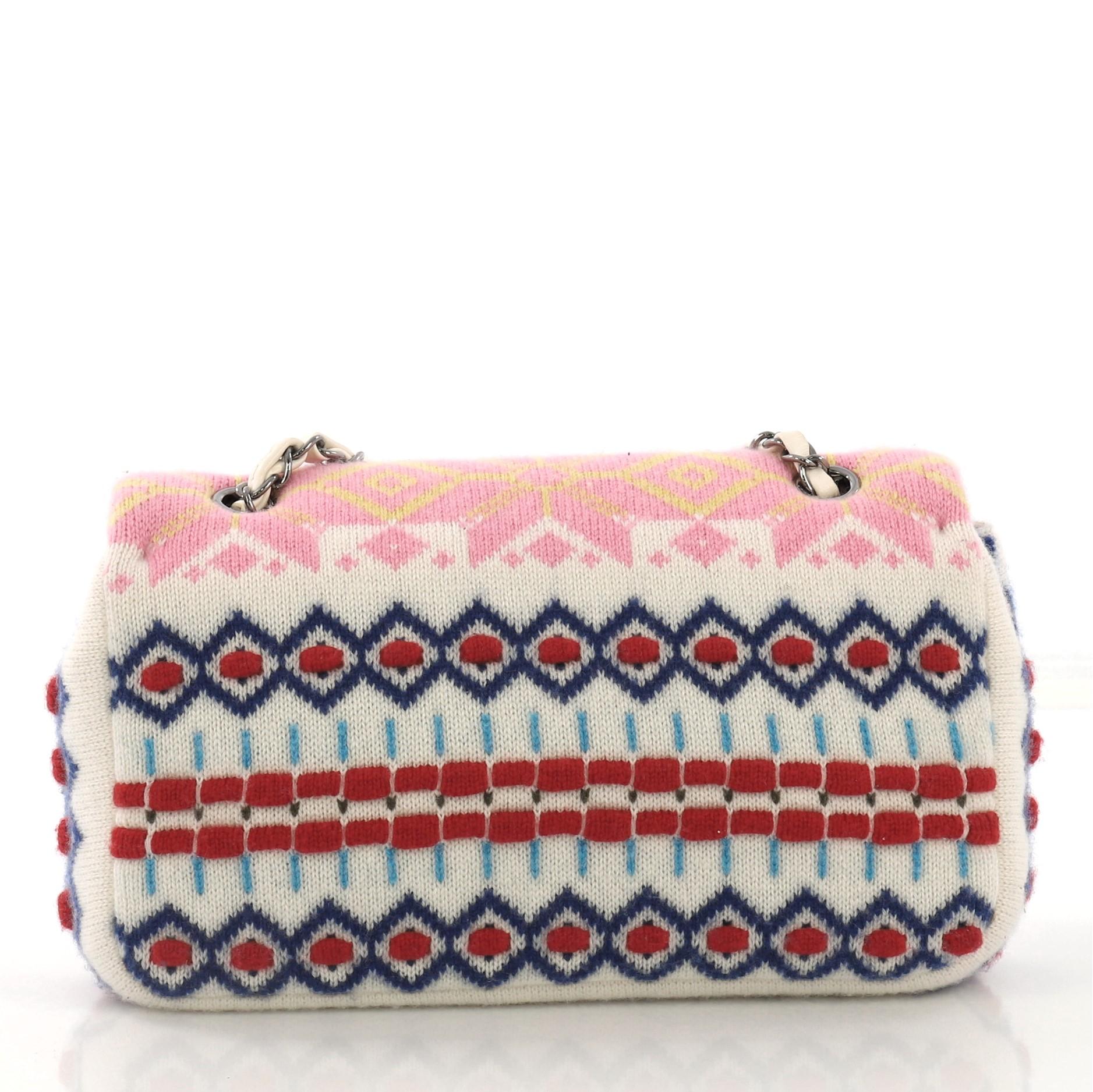 Beige Chanel Paris-Salzburg Flap Bag Multicolor Cashmere Medium