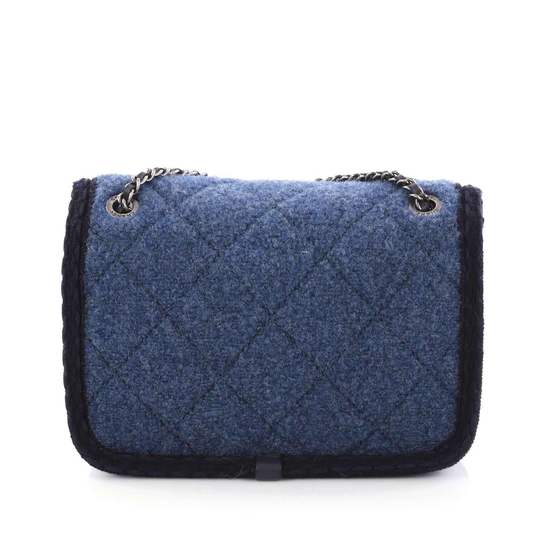 Chanel Paris-Salzburg Flap Bag Quilted Wool Mini  In Good Condition In NY, NY