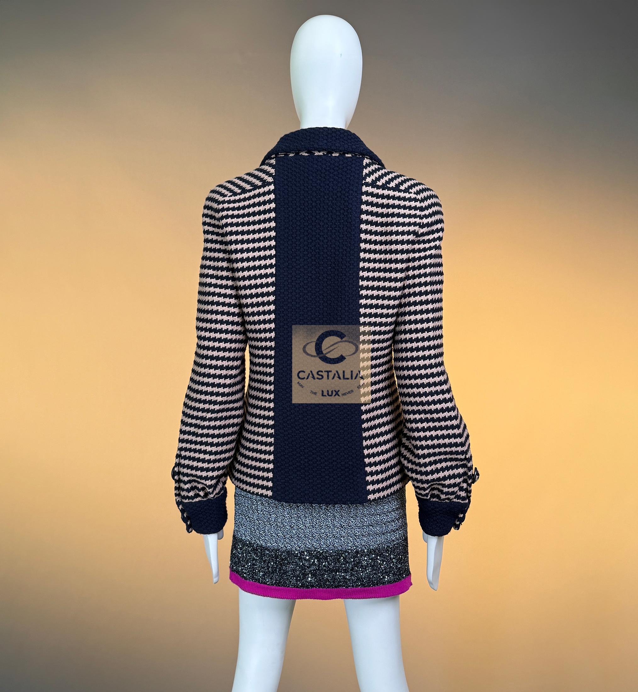 CHANEL Paris / Salzburg Hahnentritt-Tweedjacke 40 FR im Angebot 7
