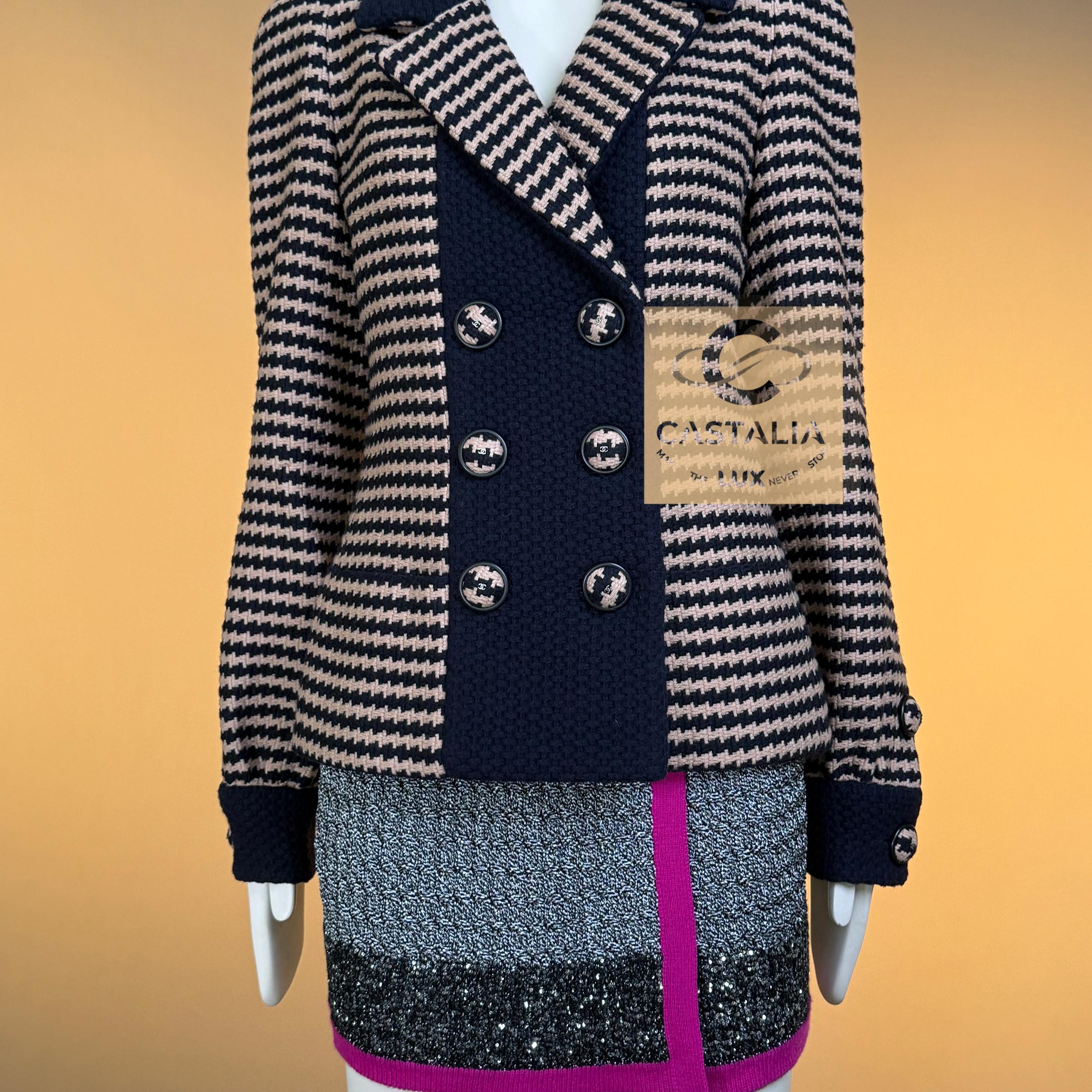 CHANEL Paris / Salzburg Hahnentritt-Tweedjacke 40 FR im Angebot 4