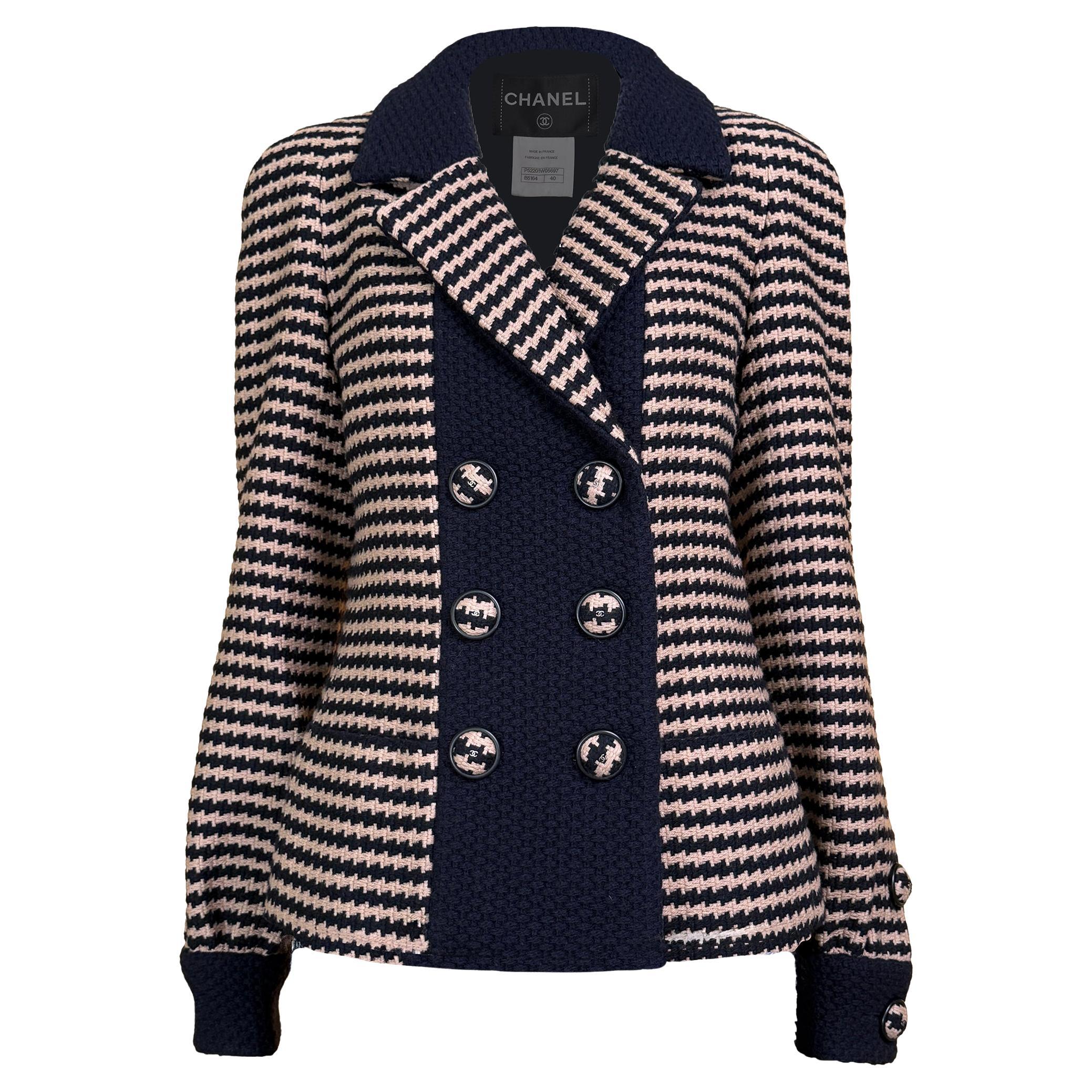 CHANEL Paris / Salzburg Hahnentritt-Tweedjacke 40 FR