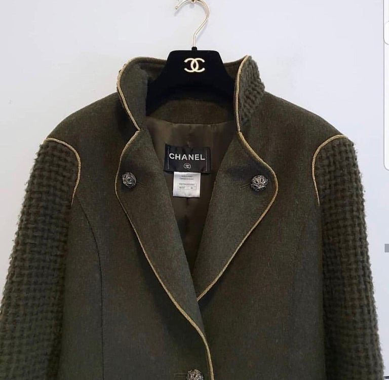 Chanel Paris Salzburg Khaki Wool Coat at 1stDibs