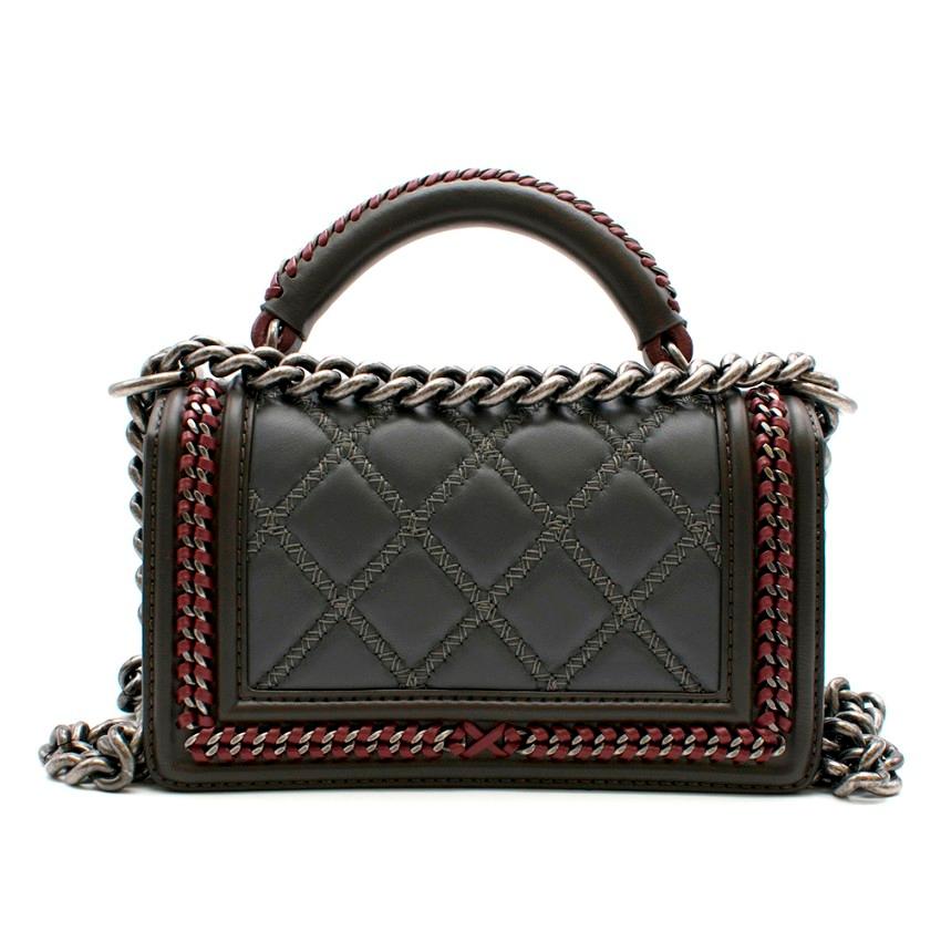 Black Chanel Paris-Salzburg Limited Edition Grey & Burgundy Top Handle Boy B