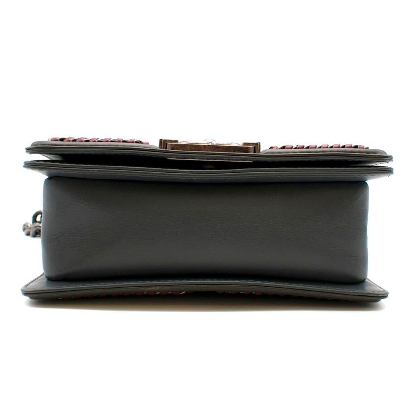 Women's Chanel Paris-Salzburg Limited Edition Grey & Burgundy Top Handle Boy B