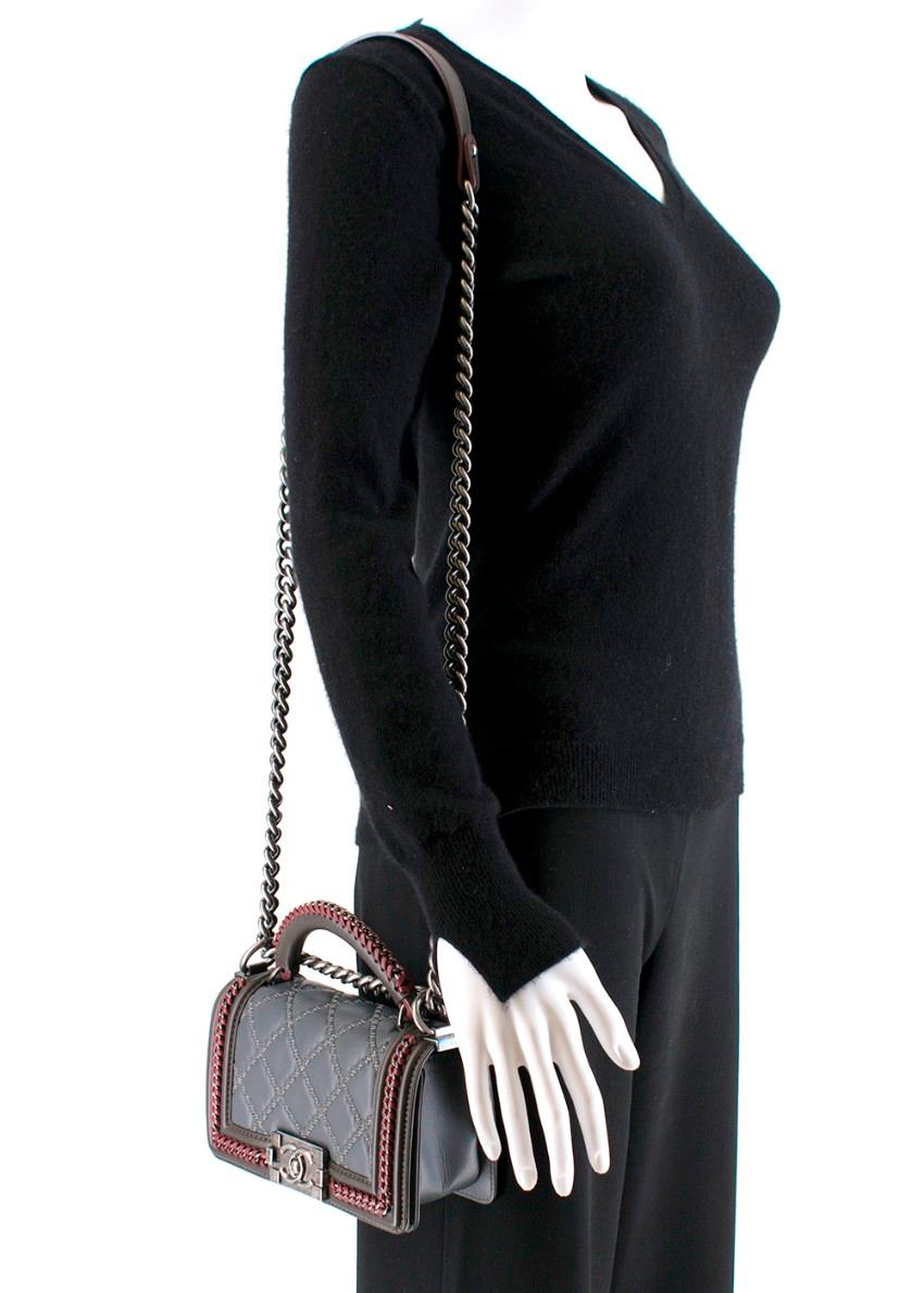 Chanel Paris-Salzburg Limited Edition Grey & Burgundy Top Handle Boy B 1