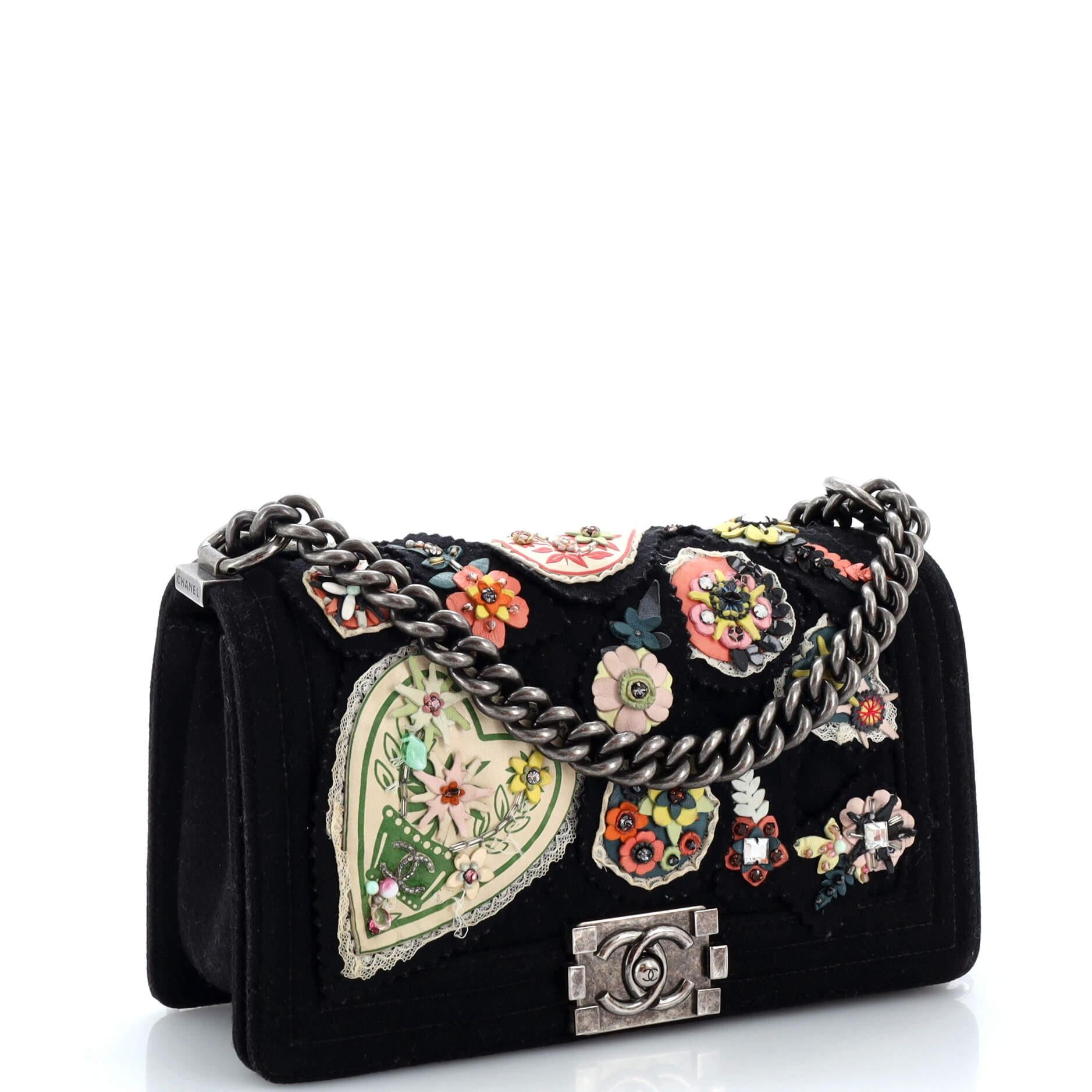 Chanel Paris-Salzburg Metiers d'Art Boy Flap Bag Embellished Quilted Felt Old Me In Good Condition In NY, NY
