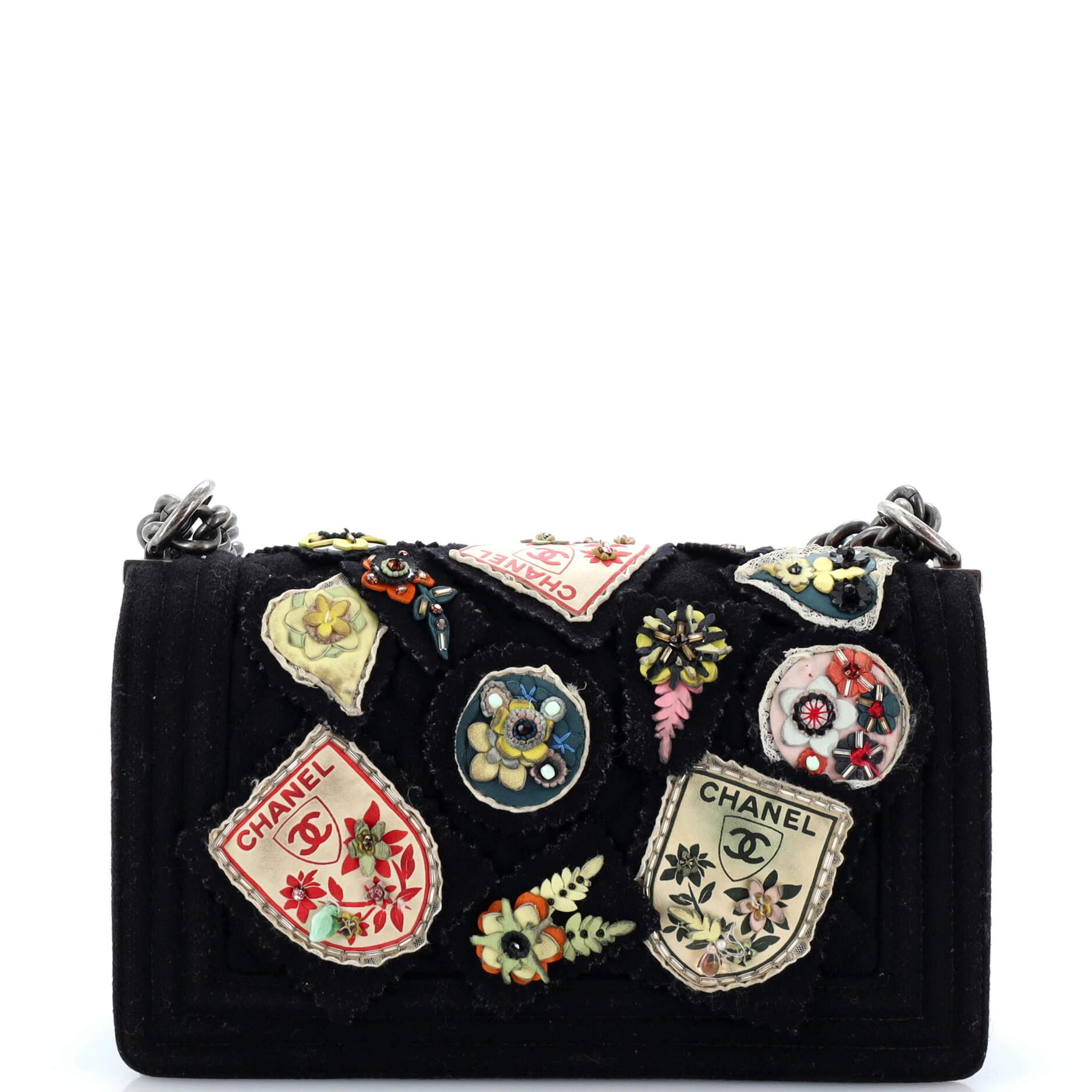 Women's or Men's Chanel Paris-Salzburg Metiers d'Art Boy Flap Bag Embellished Quilted Felt Old Me