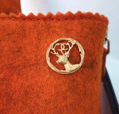 Chanel Paris-Salzburg Orange TextileQuilted Gold Heel Ankle Boots