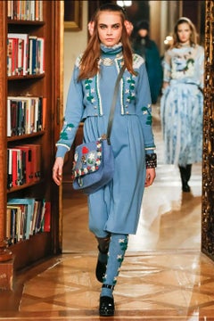 CHANEL Paris / Salzburg Seltenstes blaues Edelweißkleid 34 FR