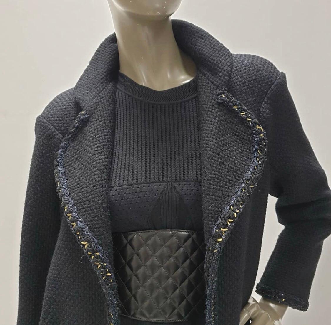 Chanel Paris Salzburg Runway Gripoix Buttons  Black Coat Jacket  In Excellent Condition In Krakow, PL