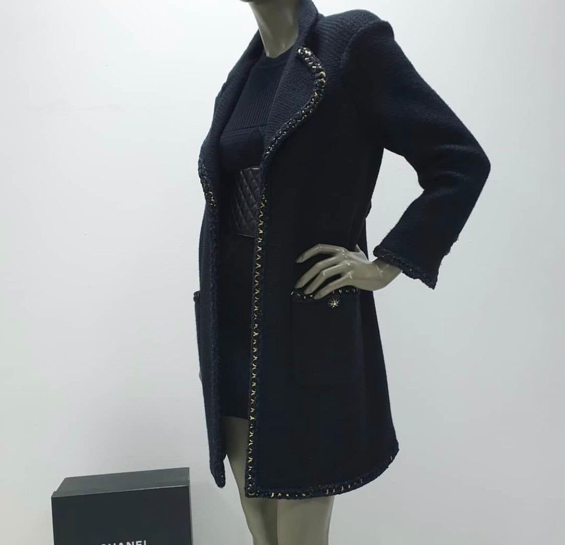 Women's Chanel Paris Salzburg Runway Gripoix Buttons  Black Coat Jacket 