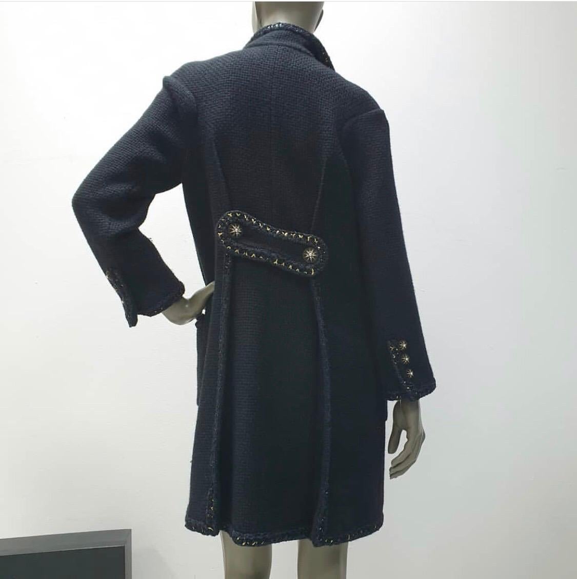Chanel Paris Salzburg Runway Gripoix Buttons  Black Coat Jacket In Excellent Condition In Krakow, PL