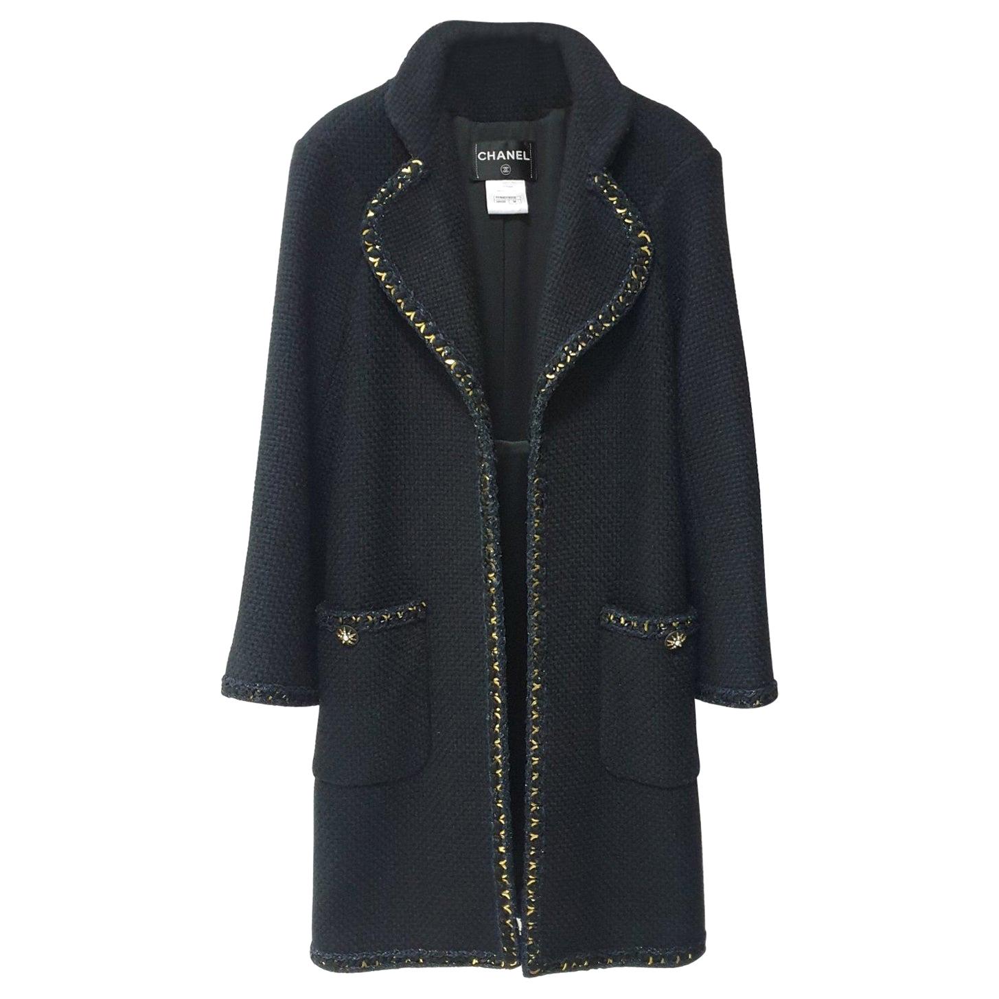 Chanel Paris Salzburg Runway Gripoix Buttons  Black Coat Jacket 